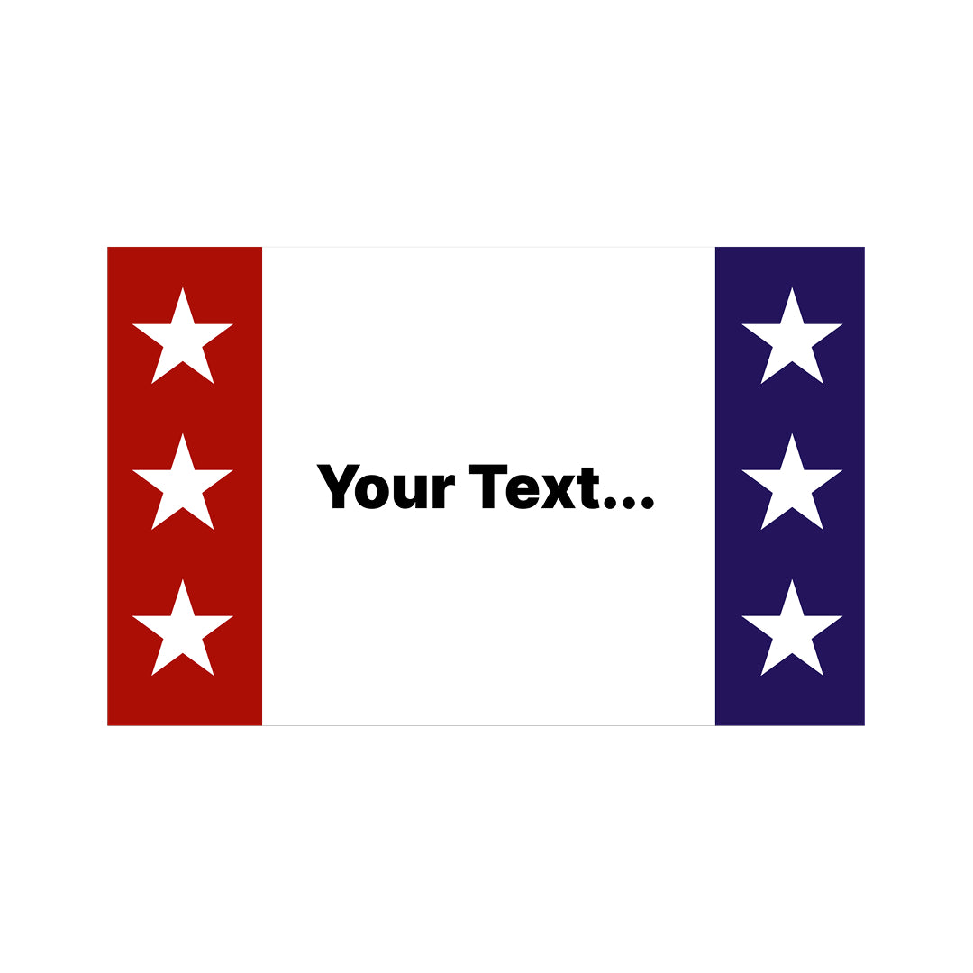 Two vertical banners with white stars on a red and blue background, with space for text in the center.