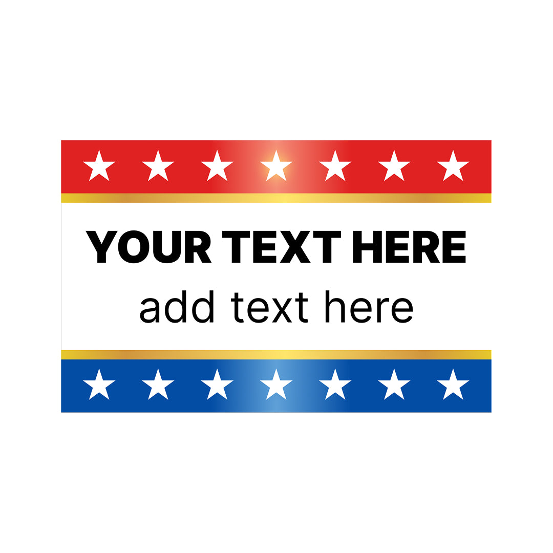  customizable name tag with red, white, and blue stripes and stars on a white background