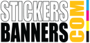 Logo for StickersBanners.com with a black and white color scheme.